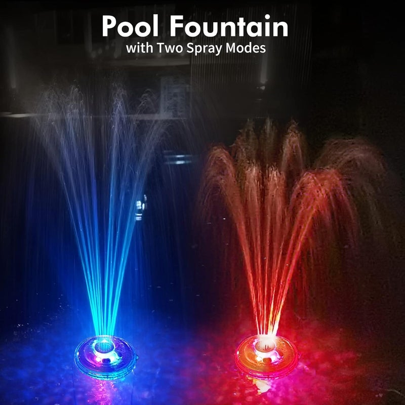 KingSom Floating Pool Fountain with Underwater Light Show, Floating Pond Fountain, 2 Spray Modes Waterfall Fountain, Waterproof Sprinkler Fountains for Inground Above Ground Pools - Image 3